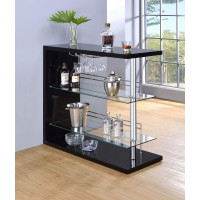 Coaster Furniture 100165 Rectangular 2-shelf Bar Unit Glossy Black